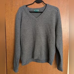 Vintage Charcoal 100% Lambswool V-Neck Sweater